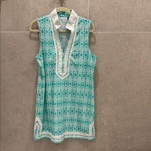 Never worn - Cabana Life Teal and White Patterned Dress